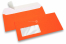 Neonkuvert - orangea, med fönster 45 x 90 mm, fönstrets placering är 20 mm från vänster och 15 mm från botten | PIT Packaging.se | Kuvertland