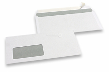 Standard fönsterkuvert, 110 x 220 mm, 80 grs., fönster vänster 45 x 90 mm, fönstrets placering är 20 mm från vänster och 15 mm från botten, förseglingsremsa | PIT Packaging.se | Kuvertland