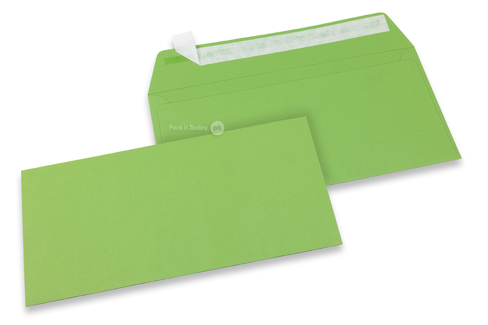 Äppelgröna färgade kuvert av papper - 110 x 220 mm