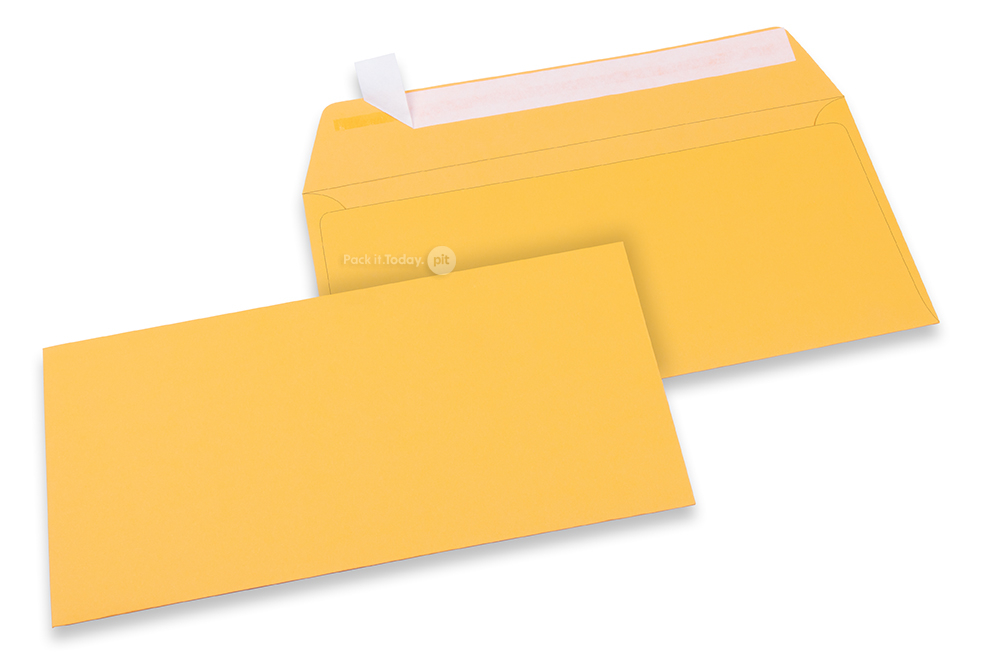 Guld-gula färgade kuvert av papper - 110 x 220 mm
