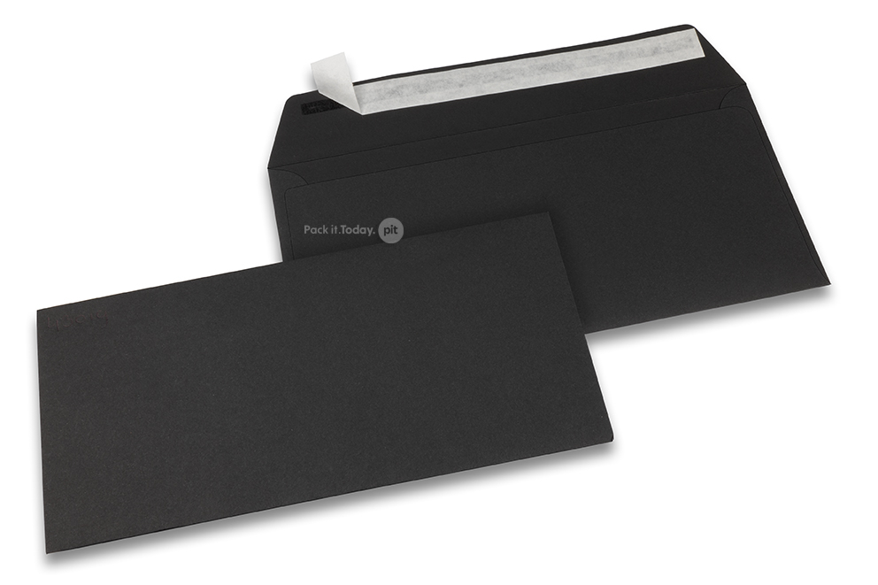 Svarta färgade kuvert av papper - 110 x 220 mm