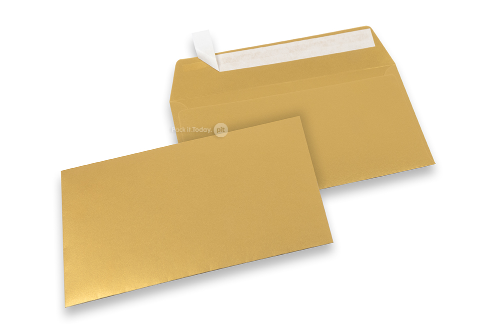 Guld metallisk färgade kuvert av papper - 114 x 162 mm