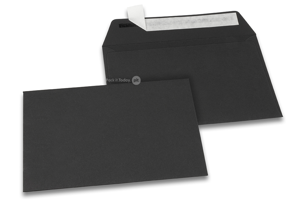Svarta färgade kuvert av papper - 114 x 162 mm