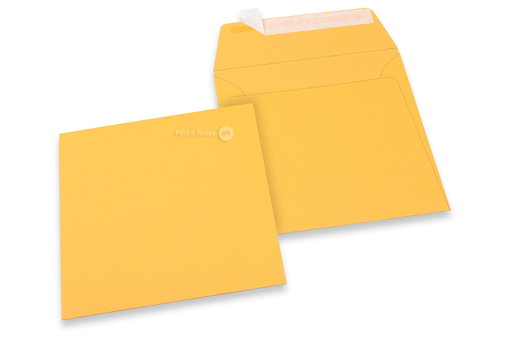 Guld-gula färgade kuvert av papper - 160 x 160 mm