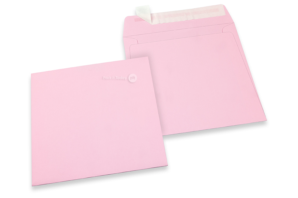 Ljusrosa färgade kuvert av papper - 160 x 160 mm