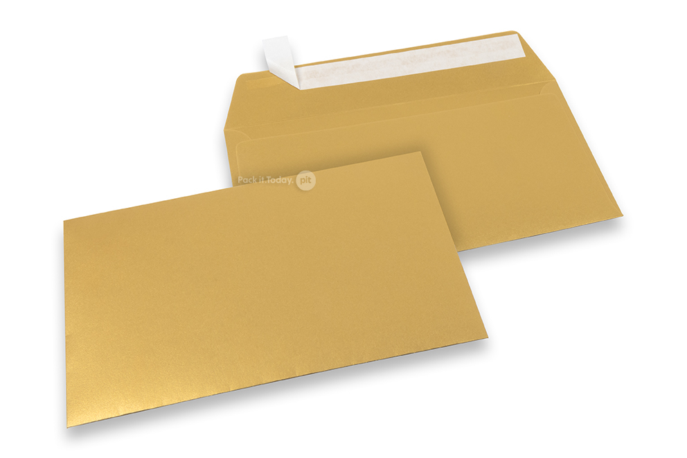 Guld metallisk färgade kuvert av papper - 162 x 229 mm