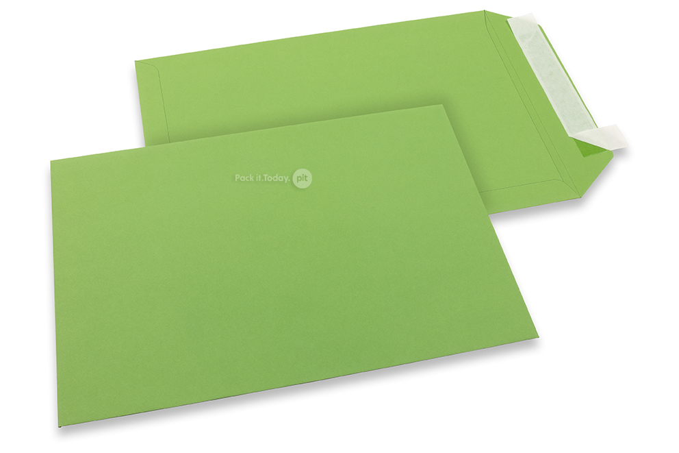 Äppelgröna färgade kuvert av papper - 229 x 324 mm