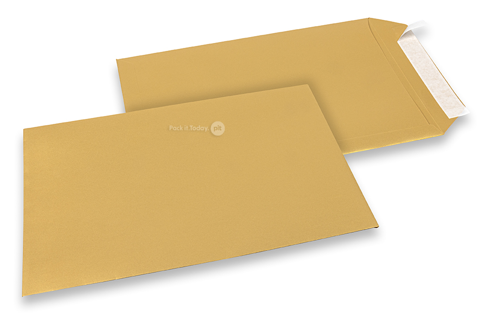Guld metallisk färgade kuvert av papper - 229 x 324 mm  