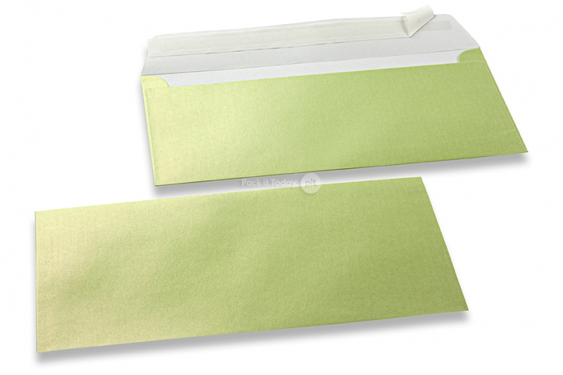 Limegröna färgade pärlemor kuvert - 110 x 220 mm