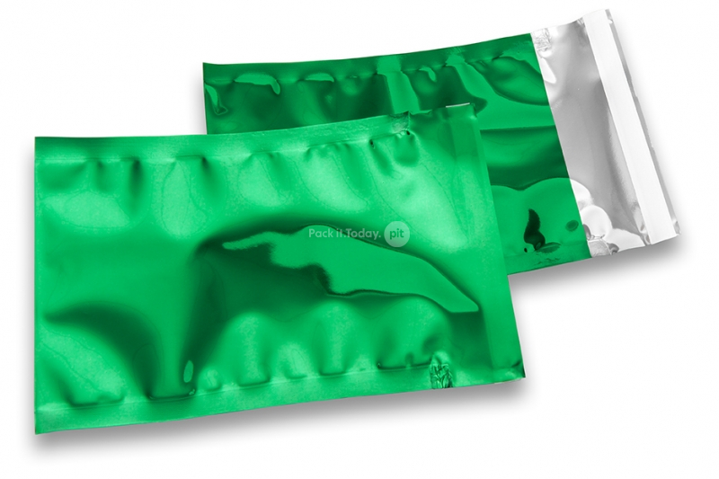 Färgade metalliska foliekuvert gröna - 114 x 162 mm