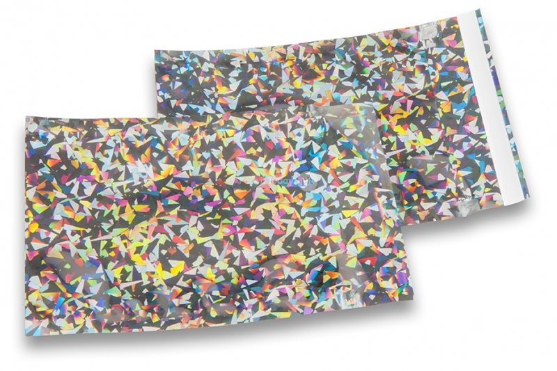 Färgade metalliska foliekuvert silverfärgade holografiska - 114 x 162 mm