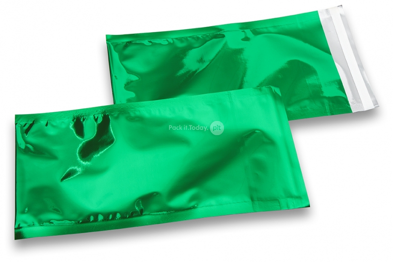 Färgade metalliska foliekuvert gröna - 114 x 229 mm