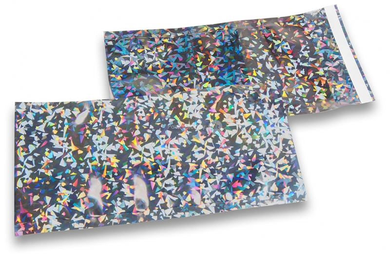Färgade metalliska foliekuvert silverfärgade holografiska - 114 x 229 mm