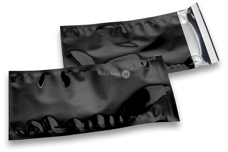 Färgade metalliska foliekuvert svarta - 114 x 229 mm