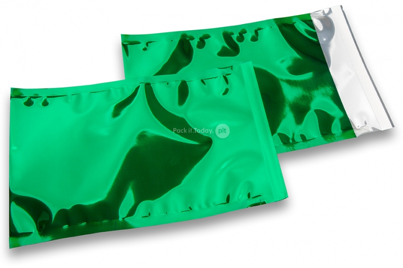 Färgade metalliska foliekuvert gröna - 162 x 229 mm