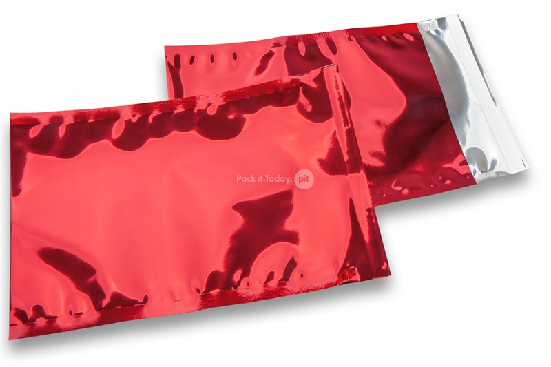 Färgade metalliska foliekuvert röda - 162 x 229 mm