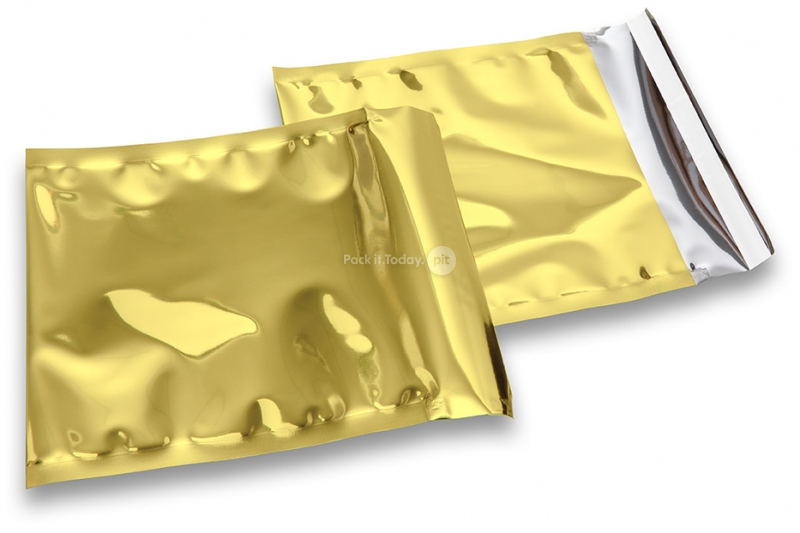 Färgade metalliska foliekuvert guldfärgade - 165 x 165 mm