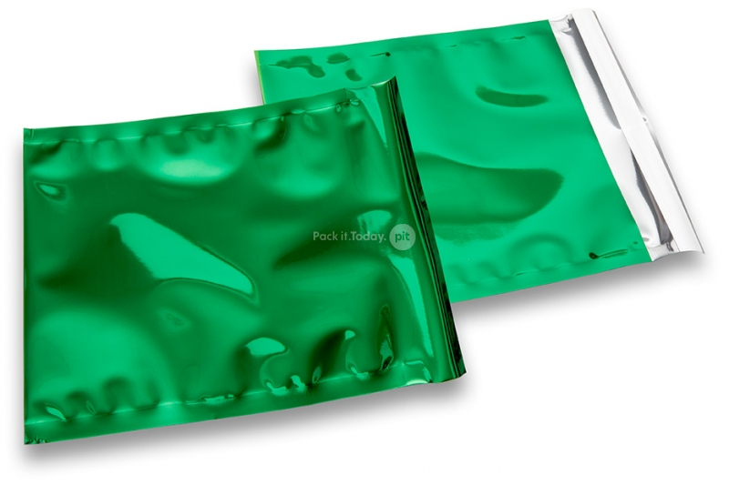 Färgade metalliska foliekuvert gröna - 165 x 165 mm