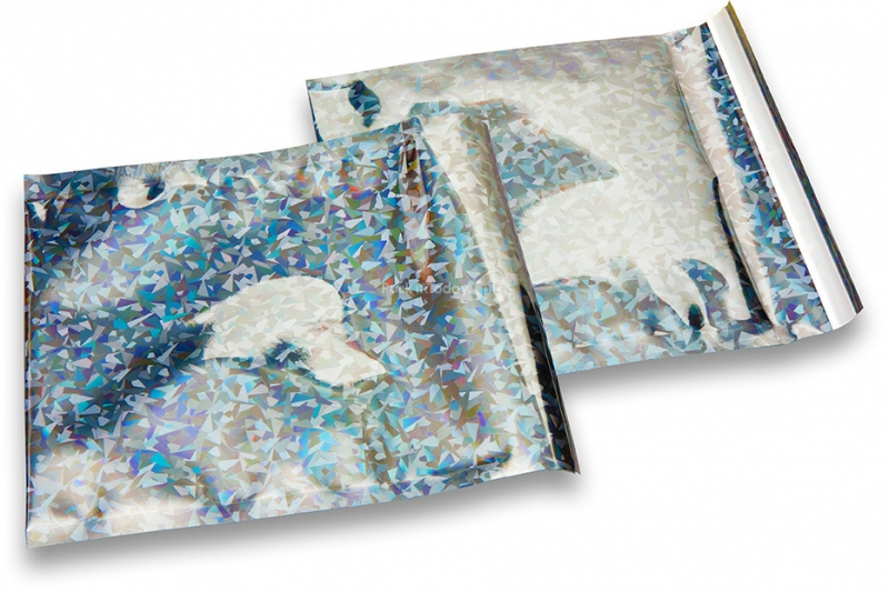 Färgade metalliska foliekuvert silverfärgade holografiska - 165 x 165 mm