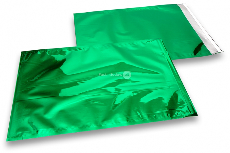 Färgade metalliska foliekuvert gröna - 320 x 430 mm