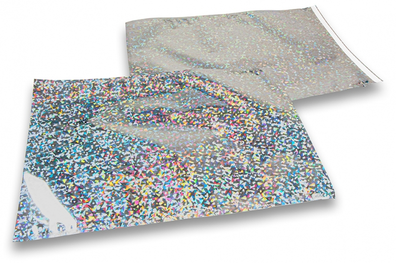Färgade metalliska foliekuvert silverfärgade holografiska - 320 x 430 mm