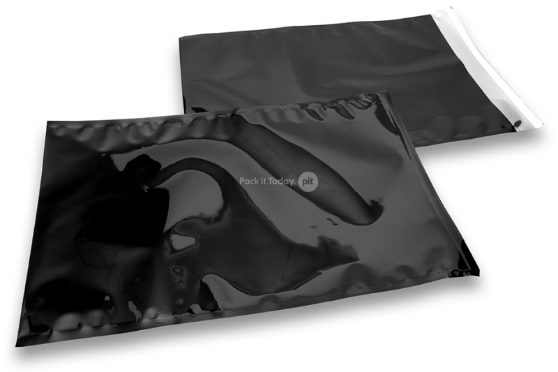 Färgade metalliska foliekuvert svarta - 320 x 430 mm