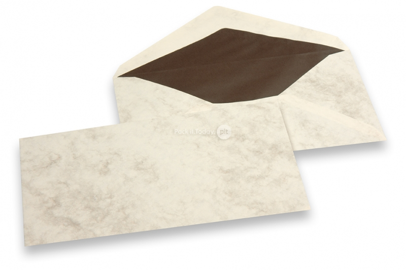 Marmorerade kuvert - 96 x 181 mm, marmorerad brun, fodrad insida brun