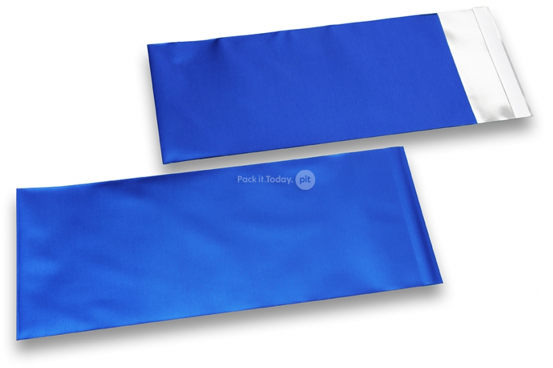 Mörkblåa färgade foliekuvert i matt metall - 110 x 220 mm