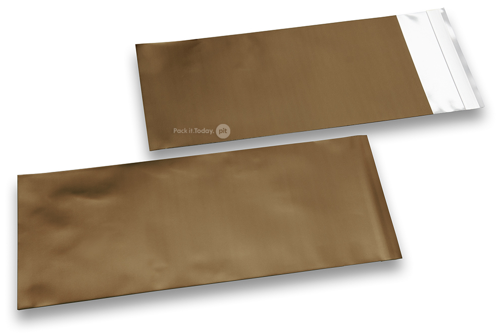 Guld färgade foliekuvert i matt metall - 110 x 220 mm