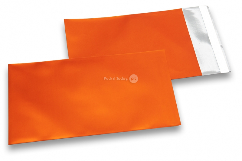 Orangea färgade foliekuvert i matt metall - 114 x 162 mm