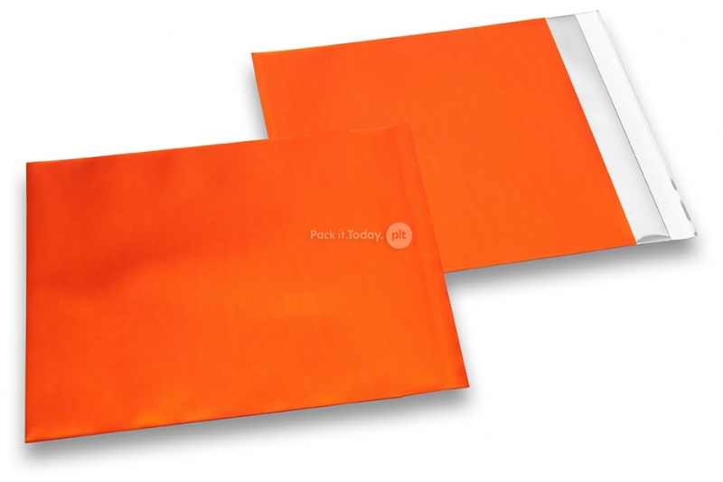 Orangea färgade foliekuvert i matt metall - 165 x 165 mm