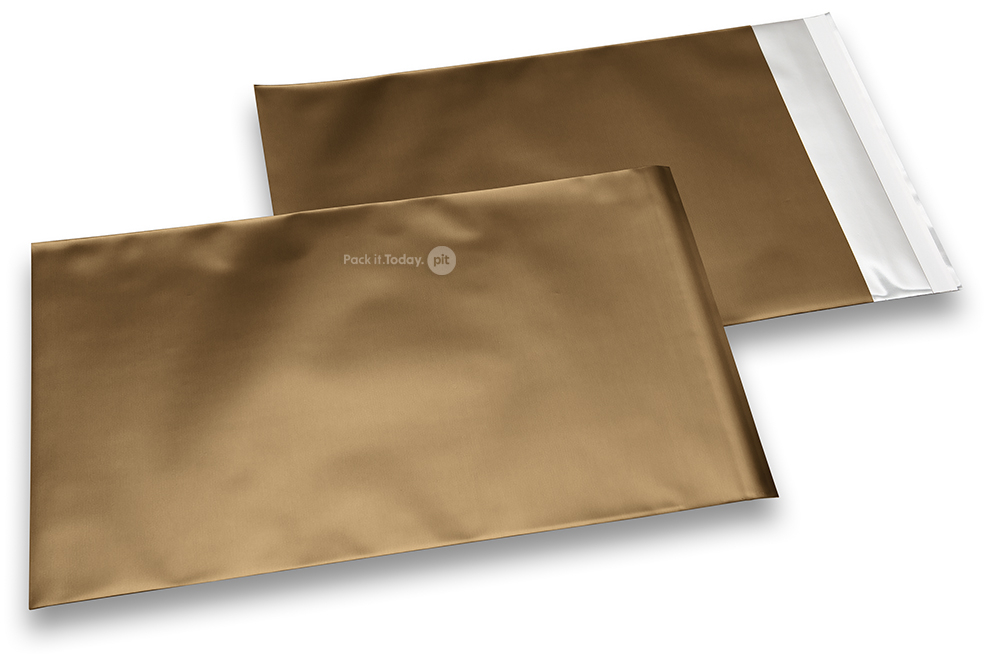 Guld färgade foliekuvert i matt metall - 230 x 320 mm