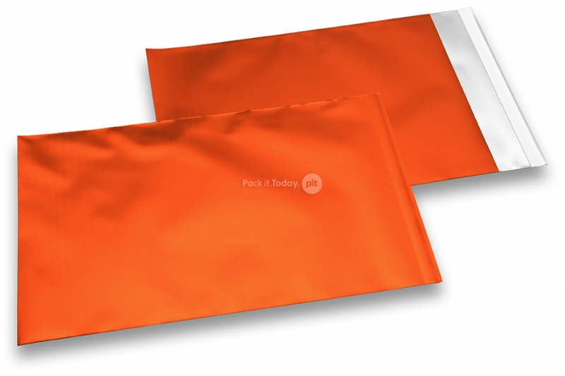 Orangea färgade foliekuvert i matt metall - 230 x 320 mm