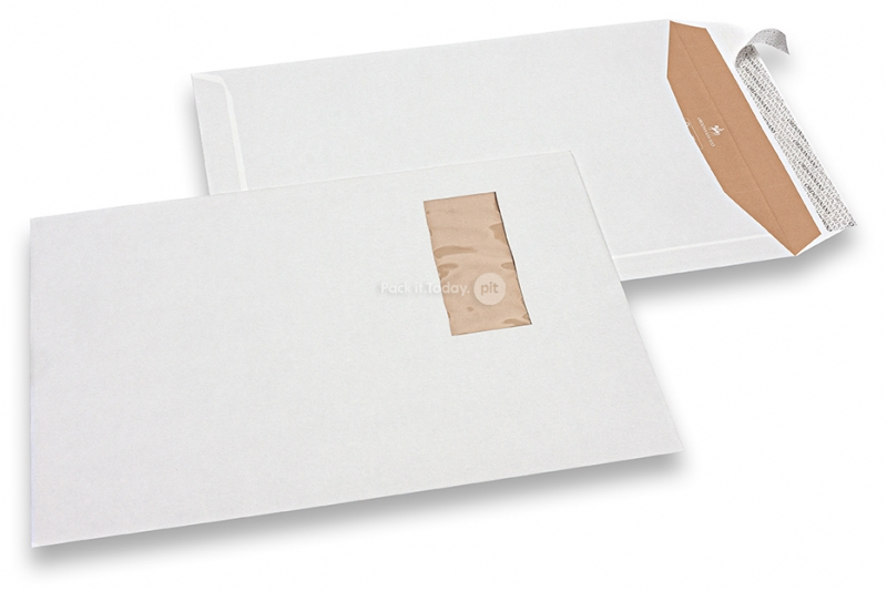Fönsterkuvert naturvita, 229 x 324 mm (C4), fönster vänster 40 x 110 mm, fönstrets placering är 20 mm från vänster och 60 mm från toppen, 120gsm, ca. 20g. per enhet.