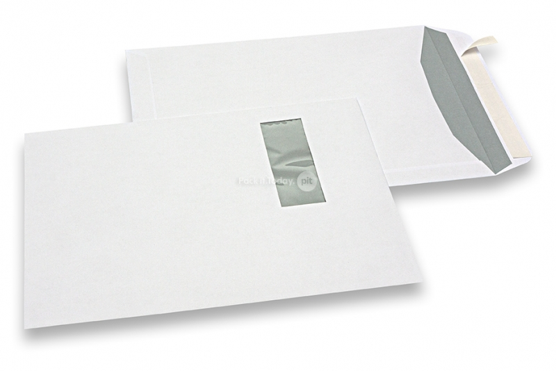 Fönsterkuvert till laserskrivare, 229 x 324 mm (C4), fönster till vänster 40 x 110 mm, fönstrets placering är 20 mm från vänster och 60 mm från toppen, vikt vardera ca. 19 g. 