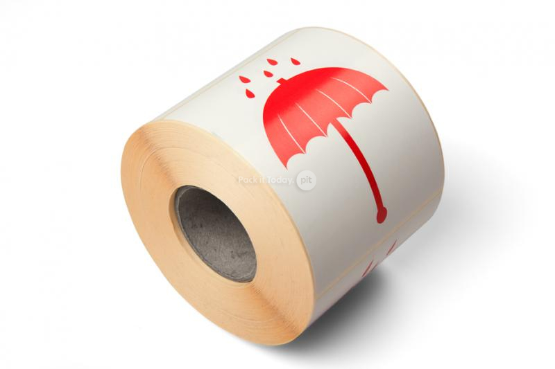 Förpackningsetiketter - Keep dry: paraply - 90 x 115 mm