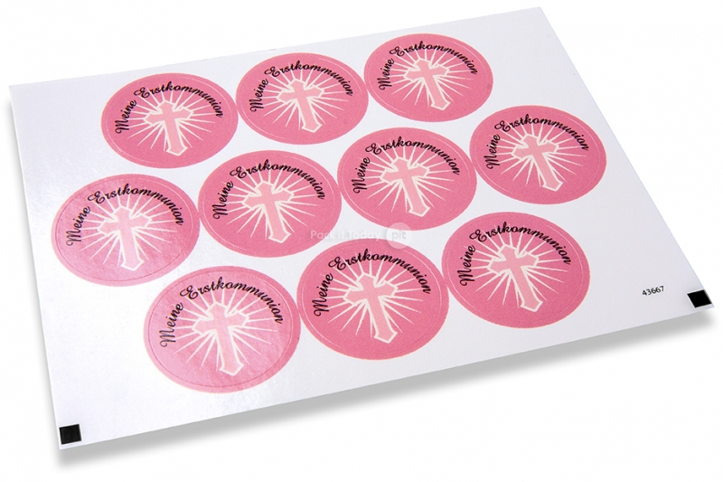 Konfirmatipå kuvertförseglingar - meine erstkommunion rosa kors