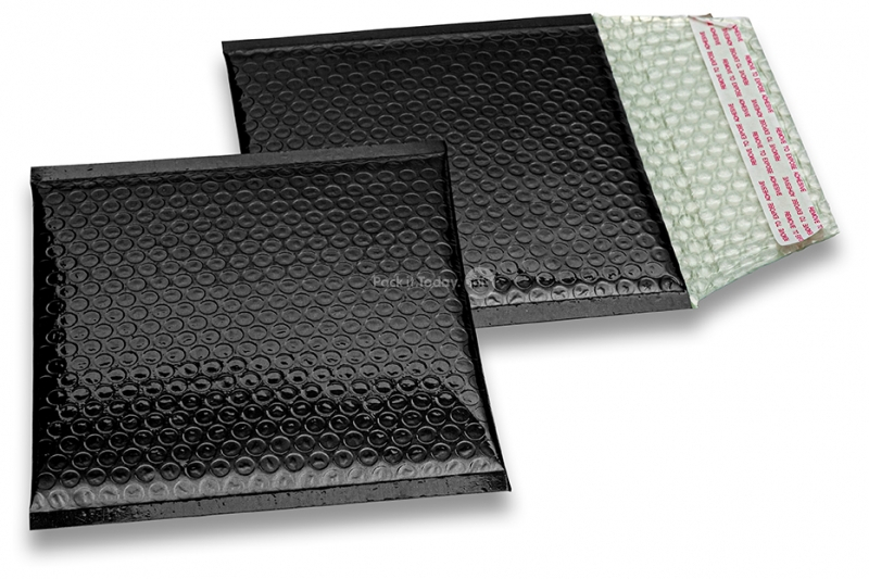 Eko bubbelpåsar i metalliska färger - svart 165 x 165 mm