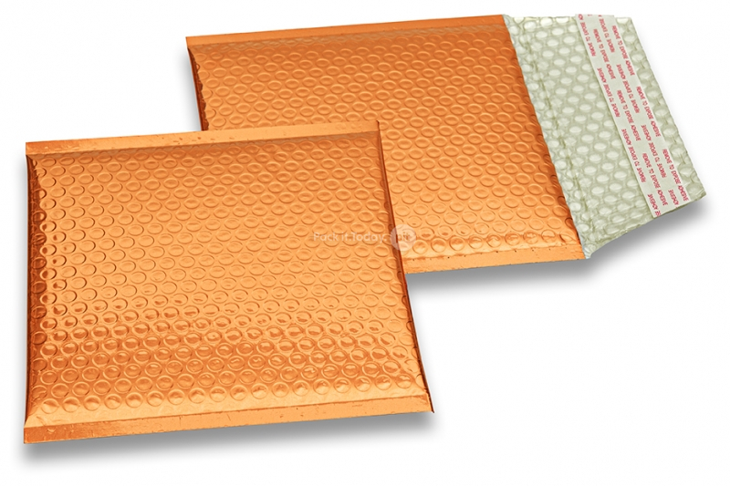 Eko bubbelpåsar i metalliska färger - orange 165 x 165 mm