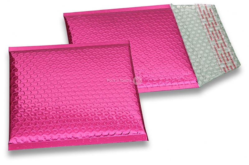 Eko bubbelpåsar i metalliska färger - rosa 165 x 165 mm