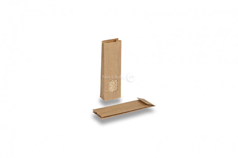 Papperspåsar  med stadig botten brun - 55 x 30 x 175 mm med fönster, 50 ml