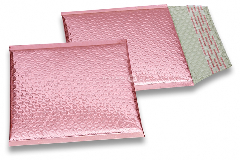 Eko bubbelpåsar i metalliska färger -  roséguld 165 x 165 mm
