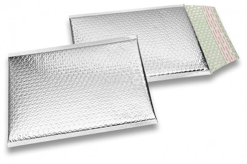 Eko bubbelpåsar i metalliska färger - silverfärgad 180 x 250 mm