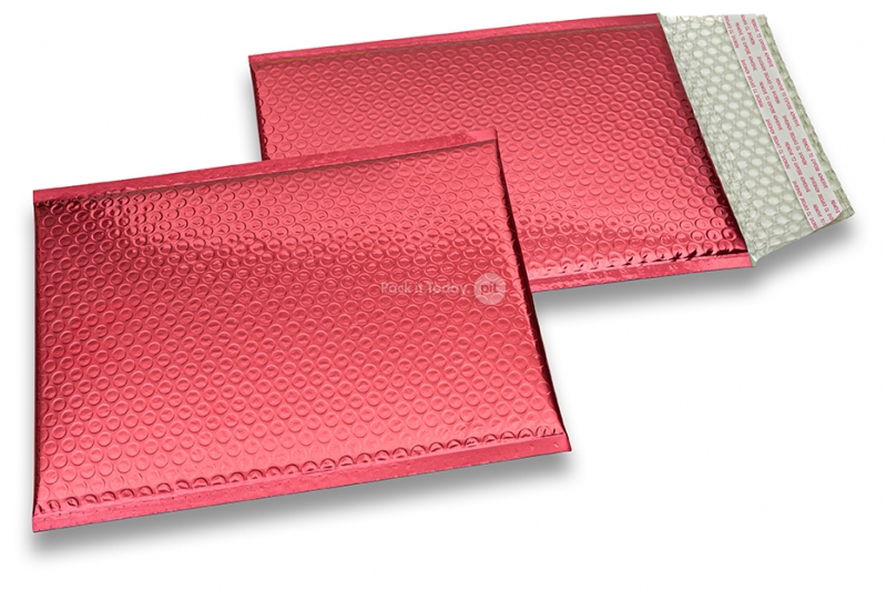 Eko bubbelpåsar i metalliska färger - röd 180 x 250 mm