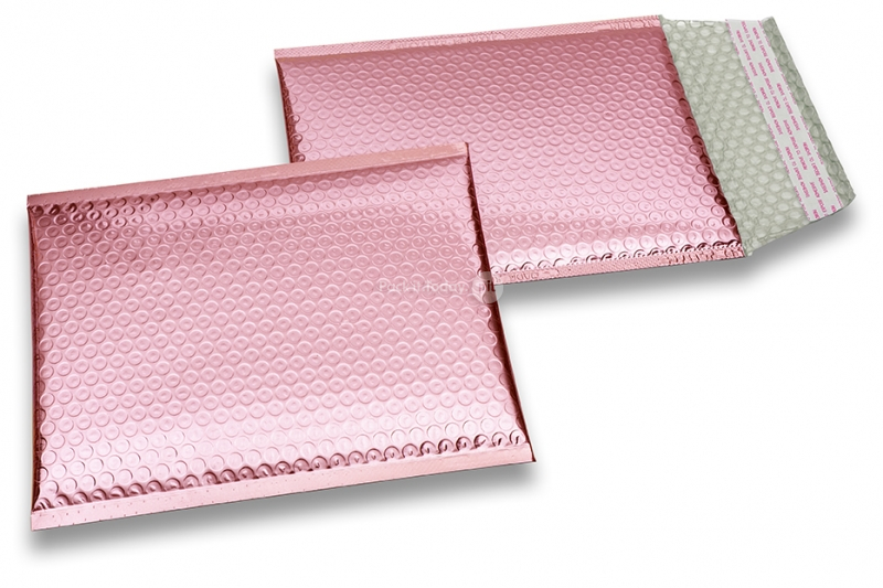 Eko bubbelpåsar i metalliska färger - roséguld 180 x 250 mm