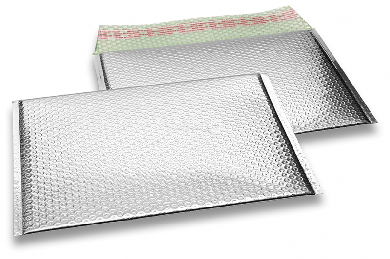 Eko bubbelpåsar i metalliska färger - silverfärgad 235 x 325 mm