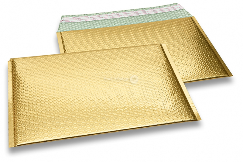 Eko bubbelpåsar i metalliska färger - guldfärgad 235 x 325 mm