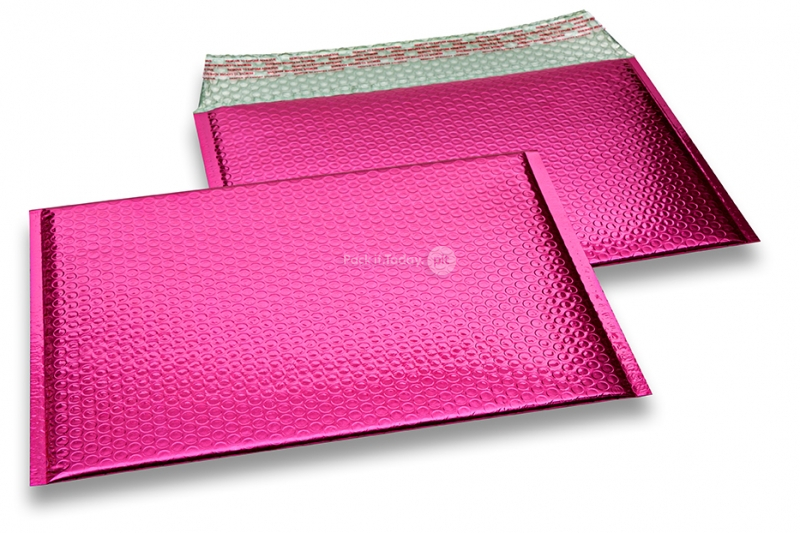 Eko bubbelpåsar i metalliska färger - rosa 235 x 325 mm