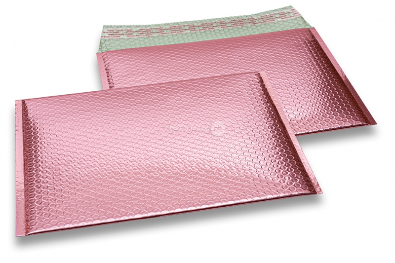 Eko bubbelpåsar i metalliska färger - roséguld 235 x 325 mm