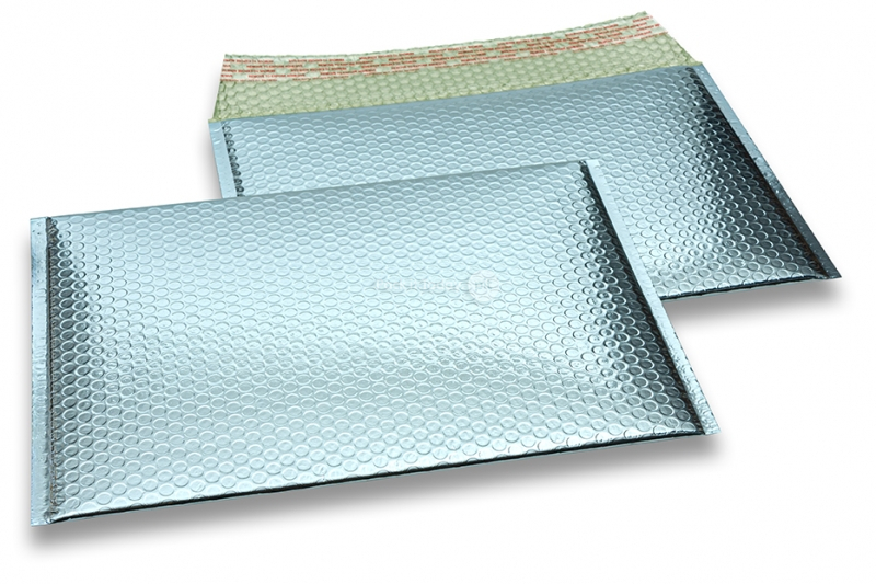 Eko bubbelpåsar i metalliska färger - isblå 235 x 325 mm